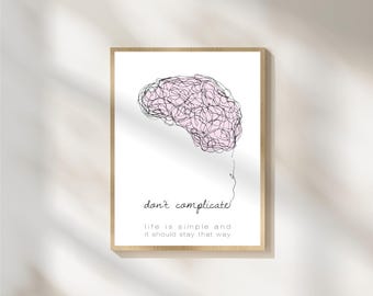 Life is simple Printable Wall Art – Minimal Quote Poster  – Instant Digital Download