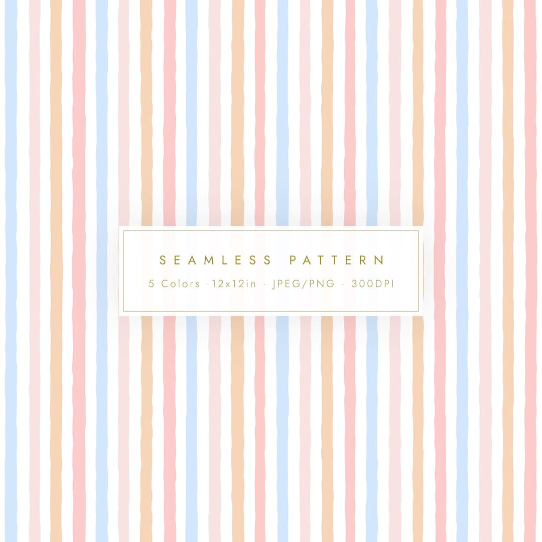 5 Color Pastel Imperfect Stripe Digital Paper Pack | Seamless Minimal ...