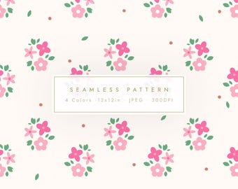 4 Color Small Floral Seamless Pattern | Ditsy Flower Digital Paper (JPEG)