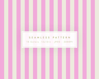 10 Color Modern Stripe Digital Paper | Seamless Retro Minimal Background (12x12 Inch JPEG)