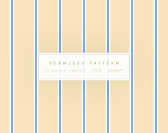 12 Colorful Stripe Seamless Patterns | Preppy Digital Background Pack | Classic Vertical Stripe Paper Collection | JPG