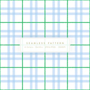 4 Color Hand Drawn Gingham Check Digital Paper | Seamless Plaid Pattern Bundle (Digital Download)