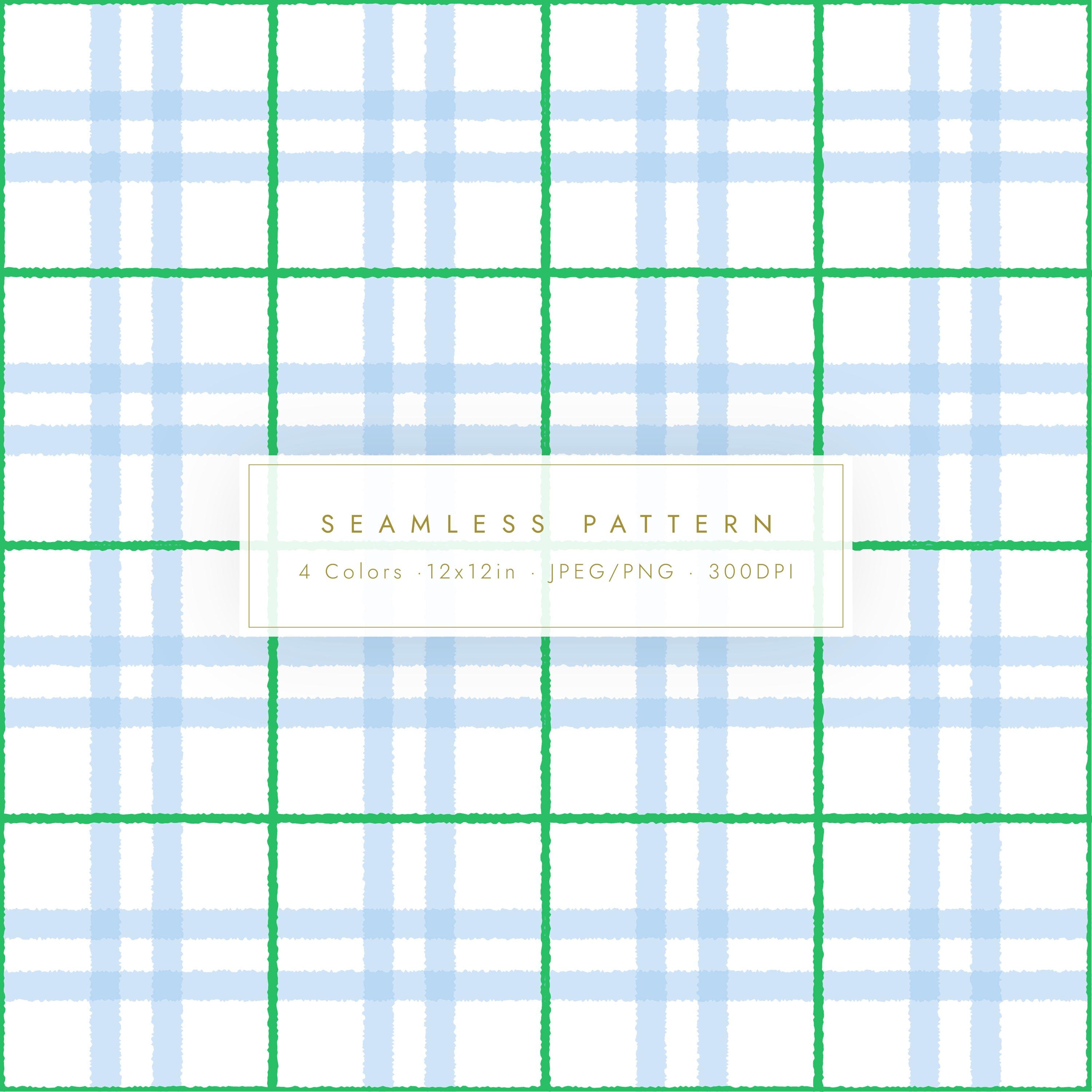 4 Color Hand Drawn Gingham Check Digital Paper | Seamless Plaid Pattern ...