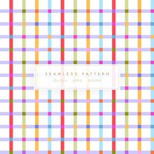 Retro kleurrijk geruit patroon | Naadloos digitaal papier (12 x 12 inch JPG)