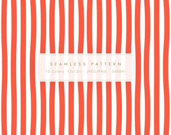 15 Color Wavy Stripe Digital Paper | Hand Drawn Organic Lines (Digital Download)