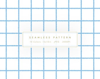 10 Color Basic Grid Seamless Pattern Pack | Clean Check Digital Backgrounds | Minimal Windowpane Pattern Set | JPG