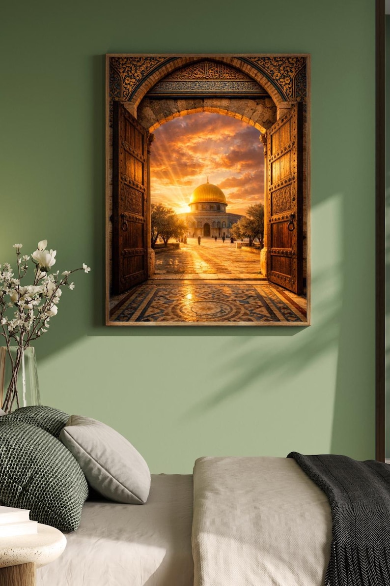 Masjid Al Aqsa Gold Mosque Printable, Kaaba Door Islamic Wall Art ...