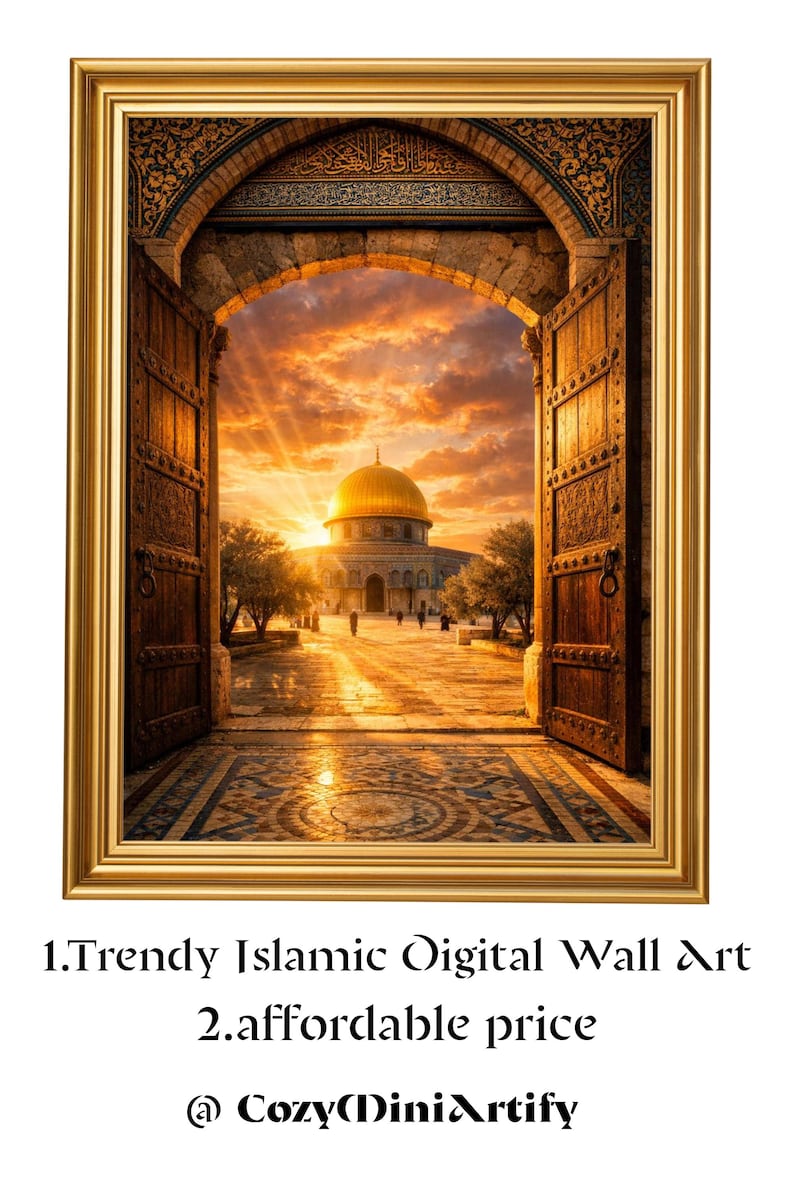 Masjid Al Aqsa Gold Mosque Printable, Kaaba Door Islamic Wall Art ...