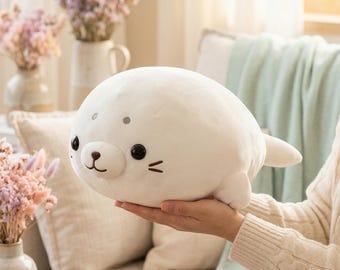 Oreiller en peluche Soft Seal, coussin en peluche kawaii, grande peluche, décoration de chambre d'enfant