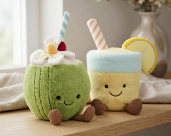 Jouets en peluche boisson noix de coco citron, coussin de boisson aux fruits kawaii, décoration d'oreiller doux