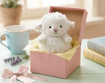Peluche agneau souple porte-clés, mouton kawaii, accessoire de boîte-cadeau