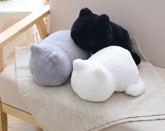 Oreiller doux en peluche chat endormi, peluche kawaii, décoration d'intérieur confortable
