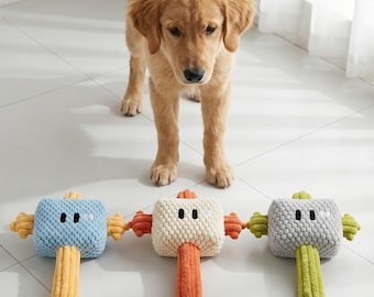 Peluche qui couine, mastication durable, nettoyage interactif des dents d'animal de compagnie
