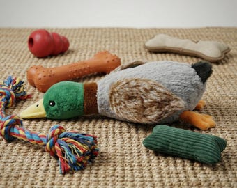 Canard en peluche qui couine, jouet à mâcher interactif doux pour petits chiens