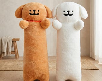 Oreiller long en peluche pour chien, coussin animal en peluche doux, câlin kawaii