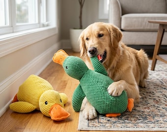 Peluche Squeaky Duck pour chien, jouet interactif doux à mâcher pour animal de compagnie, plusieurs tailles