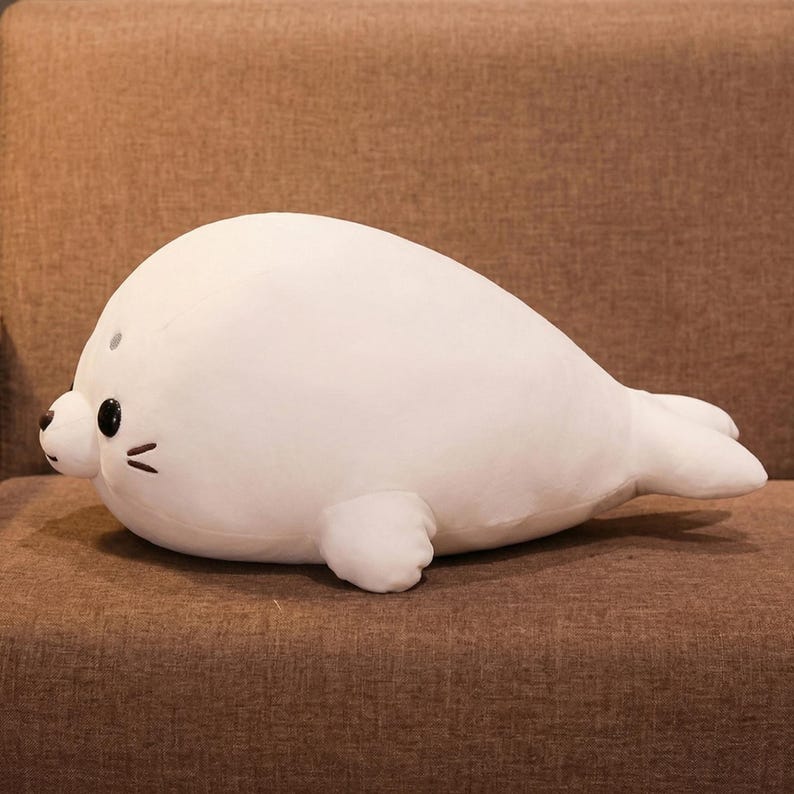 Almohada de peluche suave con forma de foca, cojín de peluche kawaii, juguete grande para abrazar, decoración para guardería imagen 5