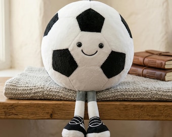 Peluche ballon de football souriant, oreiller de sport doux, décoration de chambre d'enfant