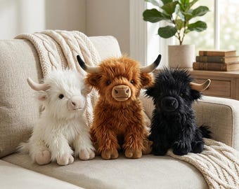 Peluche de vaca de las Tierras Altas, suave y esponjoso, ideal para la decoración de la habitación infantil o como un acogedor amigo de la granja.