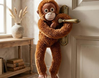 Peluche de mono colgante, animal de brazos largos, muñeco suave de la selva, juguete acogedor para abrazar, decoración de habitación
