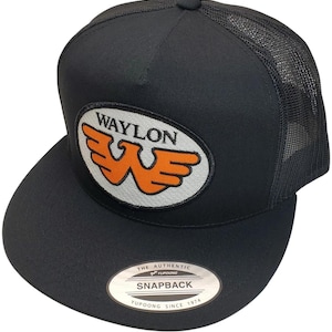 Waylon Jennings Patch Hat, Yupoong Trucker Cap, Black Mesh Snapback, Vintage Country Music Embroidered Hat, A Perfect Gift for Him