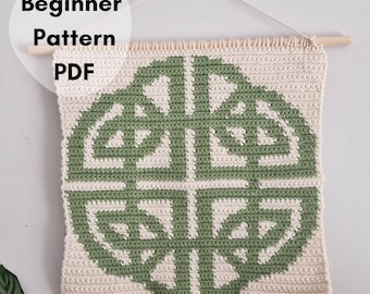Celtic Knot Crochet Pattern | Irish Wall Hanging Grid | Beginner Tapestry Graphgan | Nordic Shield Design | Digital PDF Download