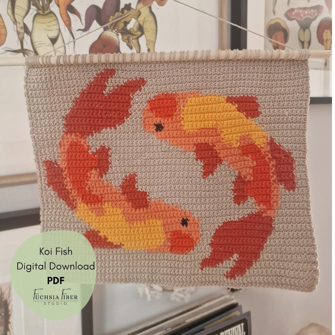 Koi Fish Tapestry Wall Hanging Digital Instant Download Pattern ...