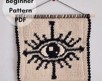 All-Seeing Eye Tapestry Crochet Pattern/Beginner Friendly Wall Art/Digital Download/Embroidery Third Eye.