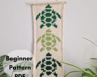 Crochet Turtle Wall Art Pattern: Beginner Friendly Tapestry (PDF Download)