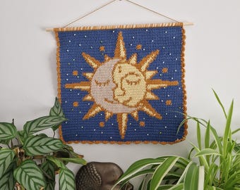 Sun and Moon Wall Art Tapestry Crochet Pattern Digital Download | Digital PDF Chart | Astrology Pixel Graph