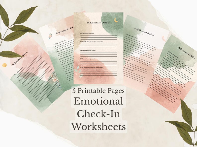 Daily Emotional Check in Printable, Therapy Journal Page, Self ...