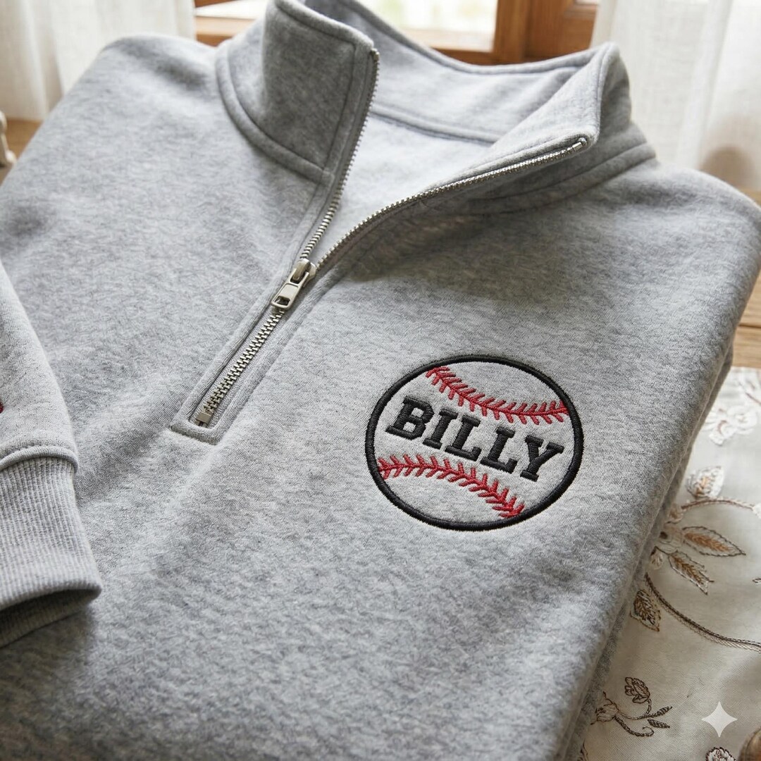 Custom Embroidered Baseball Quarter Zip Sweater, Personalized Name Game ...