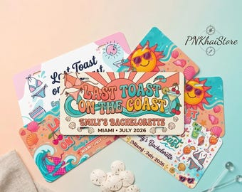 Targa personalizzata "Last Toast on the Coast", targa per auto per addio al nubilato in spiaggia, decorazioni per addio al nubilato in stile Miami, insegna per festa estiva retrò 2026