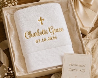 Custom baptism towel, Personalized christening towel