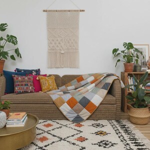 Warm Winter Quilt 200 gsm, 100% Cotton Patchwork Blanket, Bedspread, Thick Cozy Comforter, Handmade Bedding, Home Decor