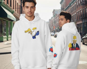Kiss Me Cartoon Character Hoodie | Funny Pointing Character Sweatshirt