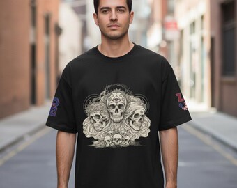 Skull Cluster Tee | Americana peace sign back print