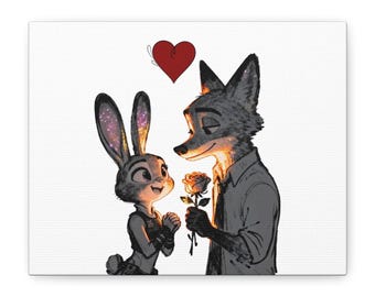 Zootopia Nick and Judy Romance Matte Canvas