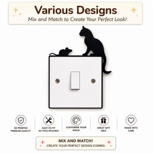 Cat and Mouse Light Switch Surround, Quirky Wall Decor, UK Home Accent