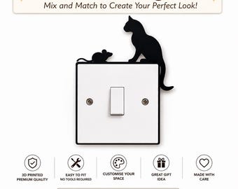 Cat and Mouse Light Switch Surround, Quirky Wall Decor, UK Home Accent