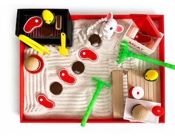 Mini Zen Garden Kit, BBQ Theme, Desk Toy, Custom Sand Tray, 3D Printed