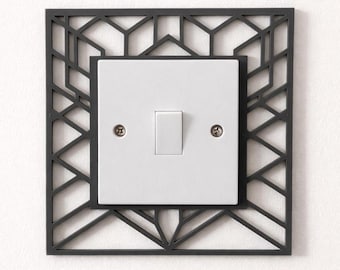 Geometric Art Deco Light Switch Surround, Modern Wall Decor Plate
