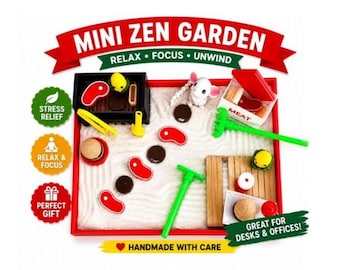 BBQ Zen Garden Kit – Mini Grill Desk Toy, Custom Sand Garden, Funny Food Gift
