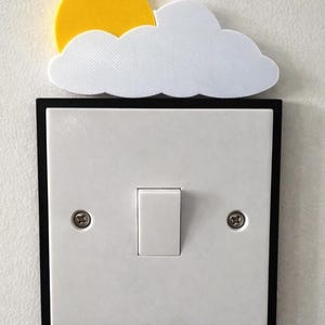 Sun & Cloud Lichtschalter, schrullig Kinderzimmer Dekor, UK Single Accent