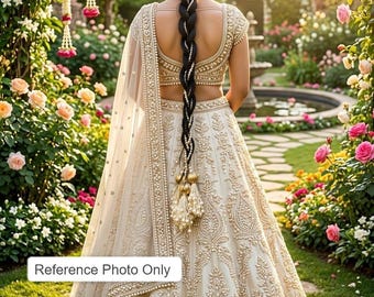 Elegante paranda de perlas blancas para mujer, extensión de cabello / choti / paranda Patiala Shahi de Punjabi Kudi con borlas pesadas, conjunto Jaggo