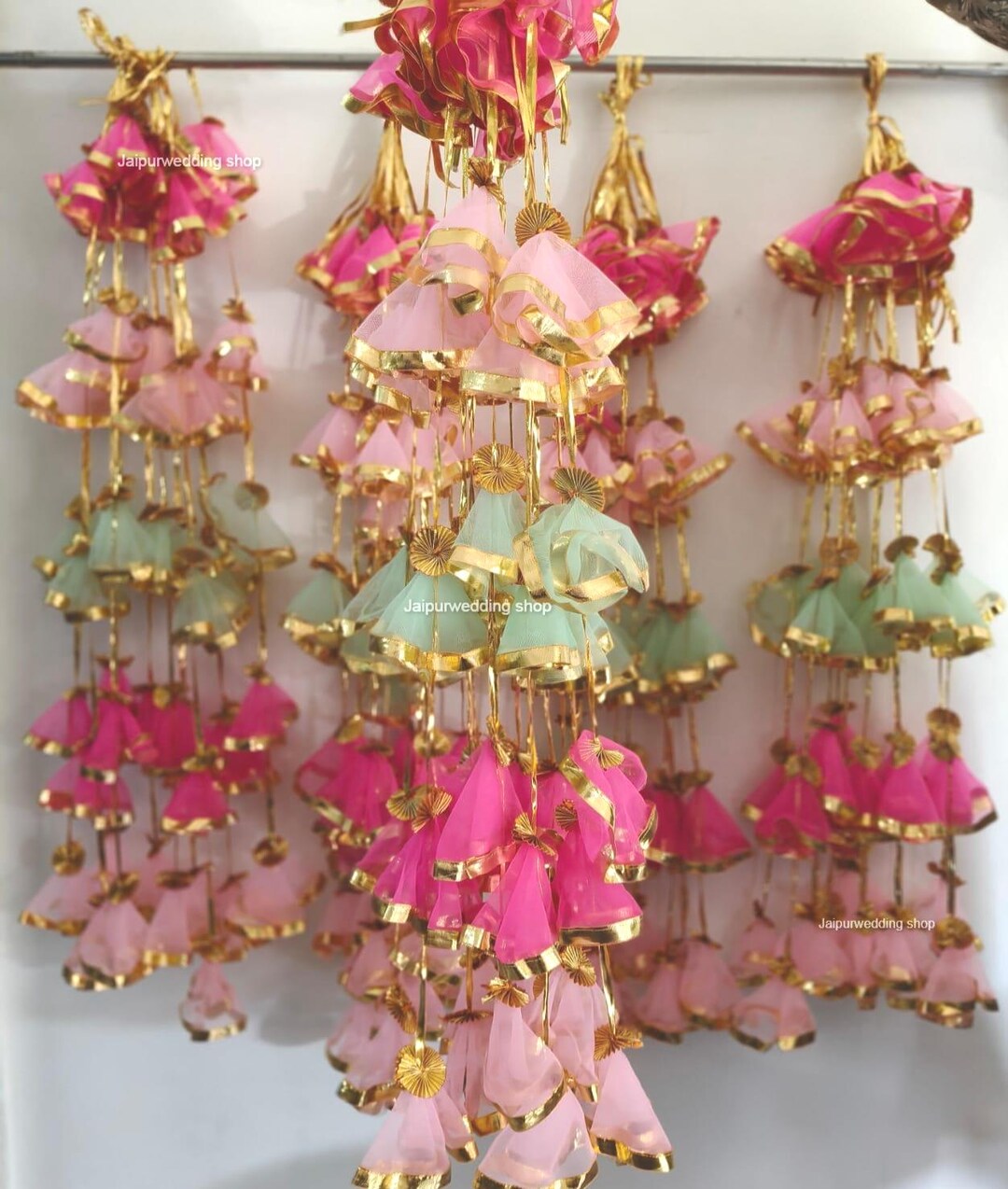 Long Net Fabric Gota Garlands , Colorful Jhalar for Haldi Mehndi and ...