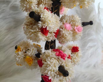 Artificial Rose Floral With Jasmine Scented Bridal Wrist Gajra Wedding Haldi Mehndi Jewelry and favor | Mogra Hair Tie Scrunchies for Women