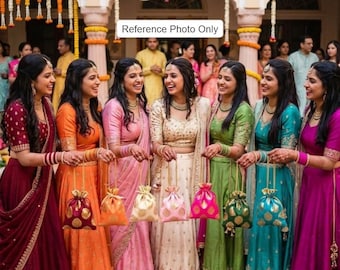 Traditional Colorful Silk Potli Bags, Wedding Favor Pouches, Bridesmaid Gift Bags, Sangeet Haldi Mehndi Return Gifts Festival Gift Pouches