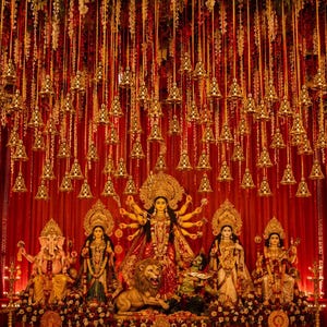 3 Feet Moli Kalawa Bell Hanging, Red Yellow Sacred Thread Bell Decor Puja Mandir Decor, Wedding Ritual Hanging Festive Navratri Diwali Decor