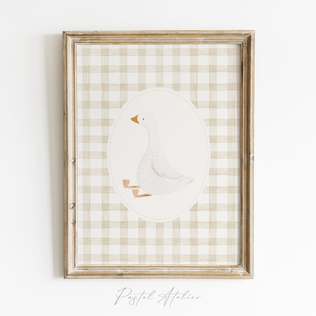 Neutral Goose Nursery Print, Vintage Duck Wall Art, Farmhouse Baby Room ...